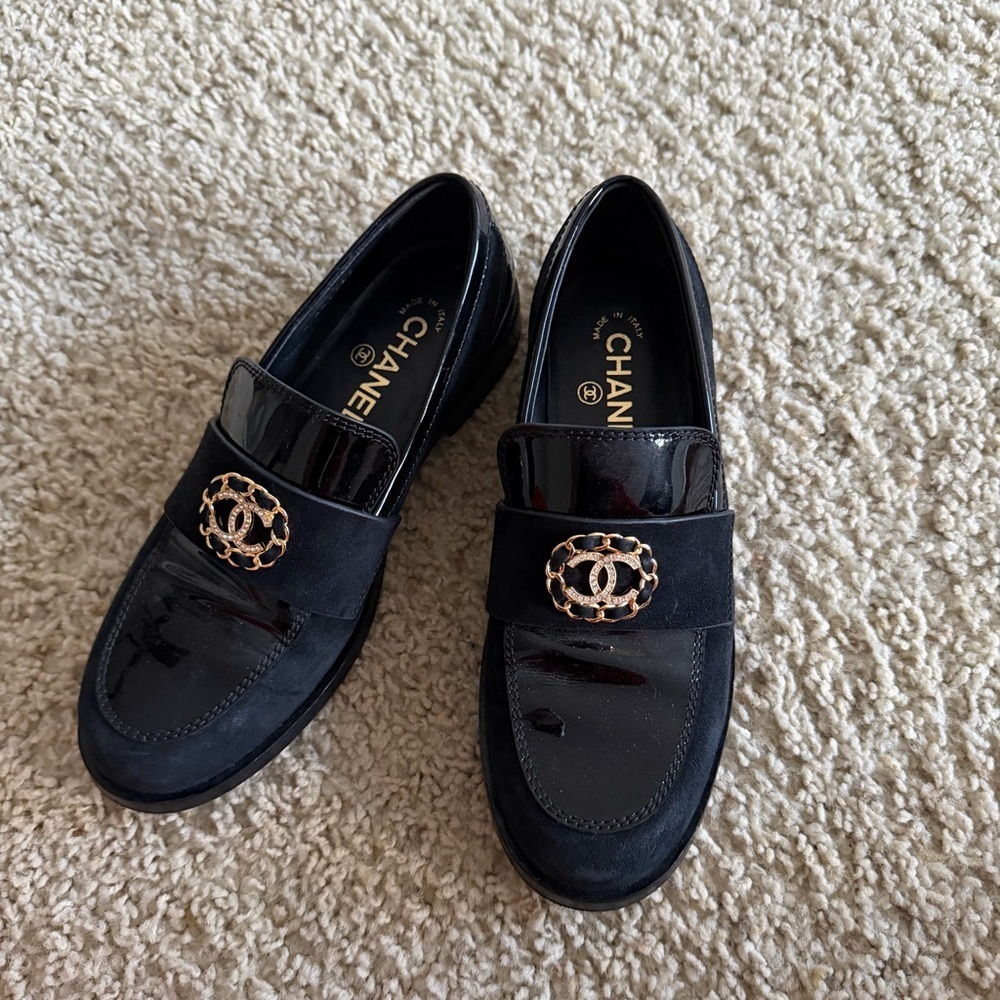 CHANEL black loafers